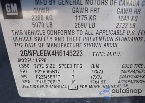 2017 Chevrolet Equinox Ls z USA, uszkodzony, nr VIN 2GNFLEEK4H6145223